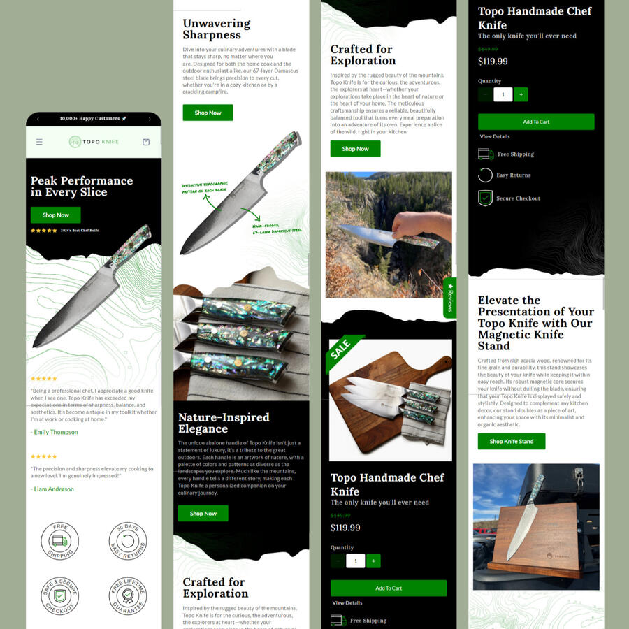 Topo Knife Shopify store design and build